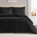 Juicy Couture Jenny Velour Striped Jacquard Queen/Full Size Comforter Bedding Set Ensemble - Black 3 Piece Set