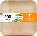 Raj Palm Leaf Plates [200-Pack] 7' Square Plates like Bamboo plates Disposable, Strong, Decorative Compostable Tableware for wedding, Lunch, Dinner, Birthday, Camping, Outdoor BBQ, Picnic