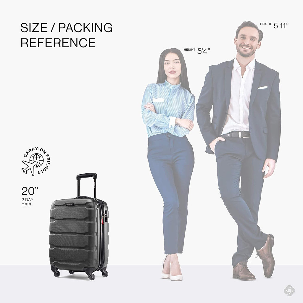 Samsonite Omni PC Hardside Expandable Luggage with Spinner Wheels, Black, 3-Piece Set (20/24/28)