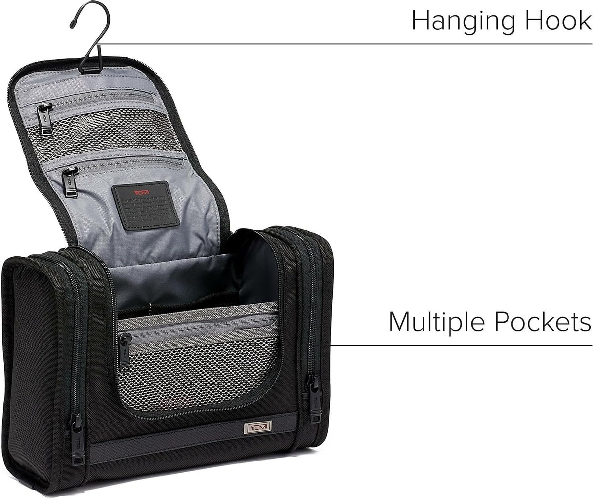 TUMI - Alpha Hanging Travel Kit - Toiletries and Cosmetics Organizer - Travel Essentials Bag with Hooks & Pockets - Black