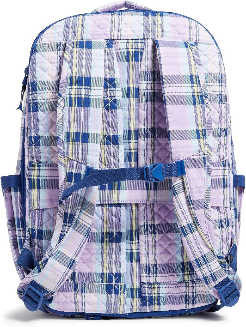 Vera Bradley Women's Cotton Large Travel Backpack Travel Bag, Amethyst Plaid - Recycled Cotton, One Size