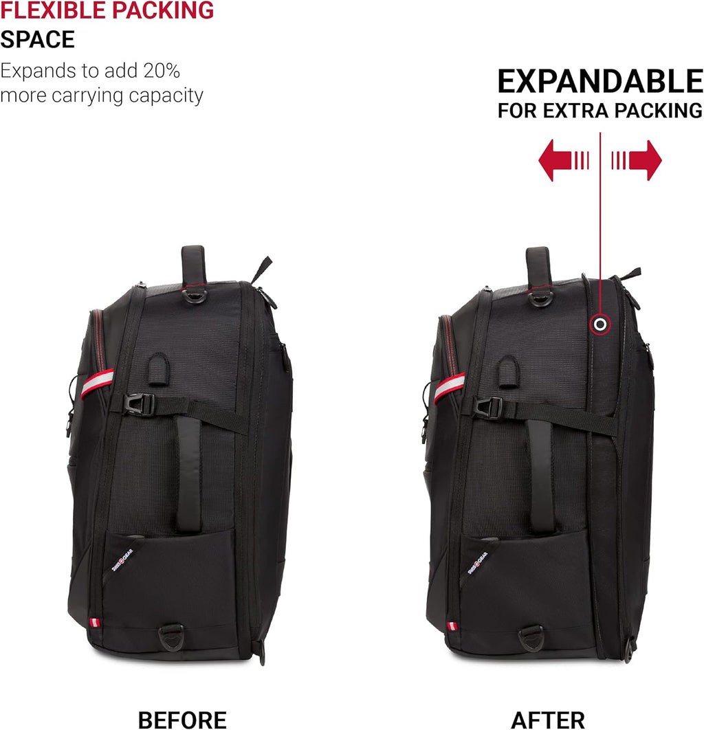 SwissGear 3766 Extra Large 48L Travel Backpack with USB Charging Port, Built-in RFID, Fits 16 Inch Laptop