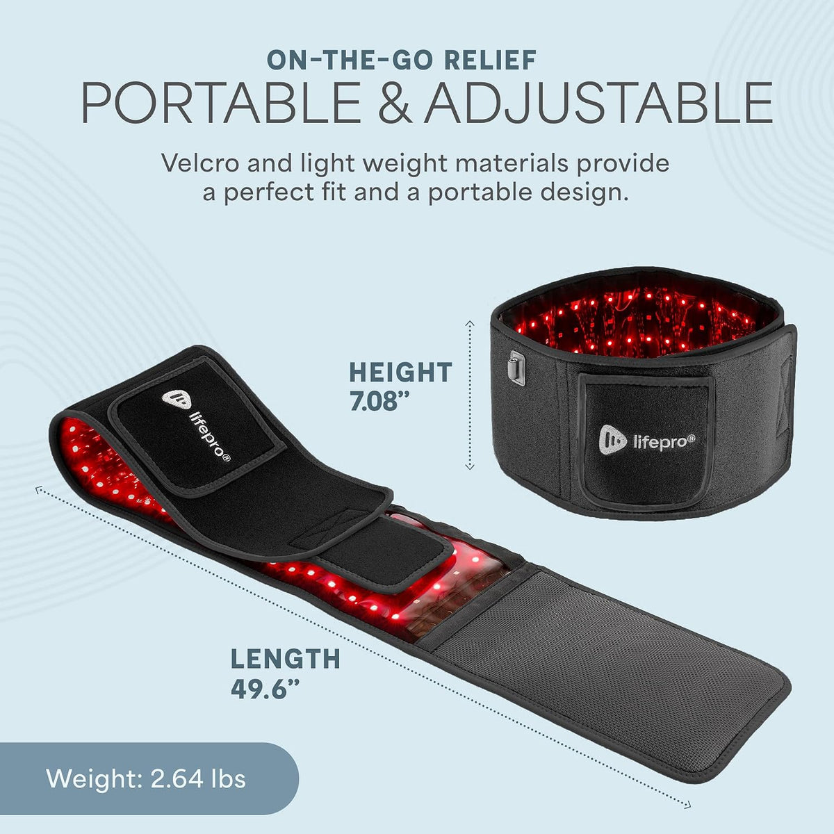 Lifepro Red Light Therapy Belt – Infrared Red Light Therapy for Body, Back Pain and Shoulder - 660nm & 850nm Near Infrared Heating Pad – Adjustable & Portable for Wellness & Relaxation