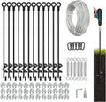 tinnmao 30'' Ground Anchors Kit Heavy Duty, Galvanized Steel Anchors with Cable & Turnbuckle, for Shed, Trailer, Mobile Home, Trampoline, Camping Tent, RV