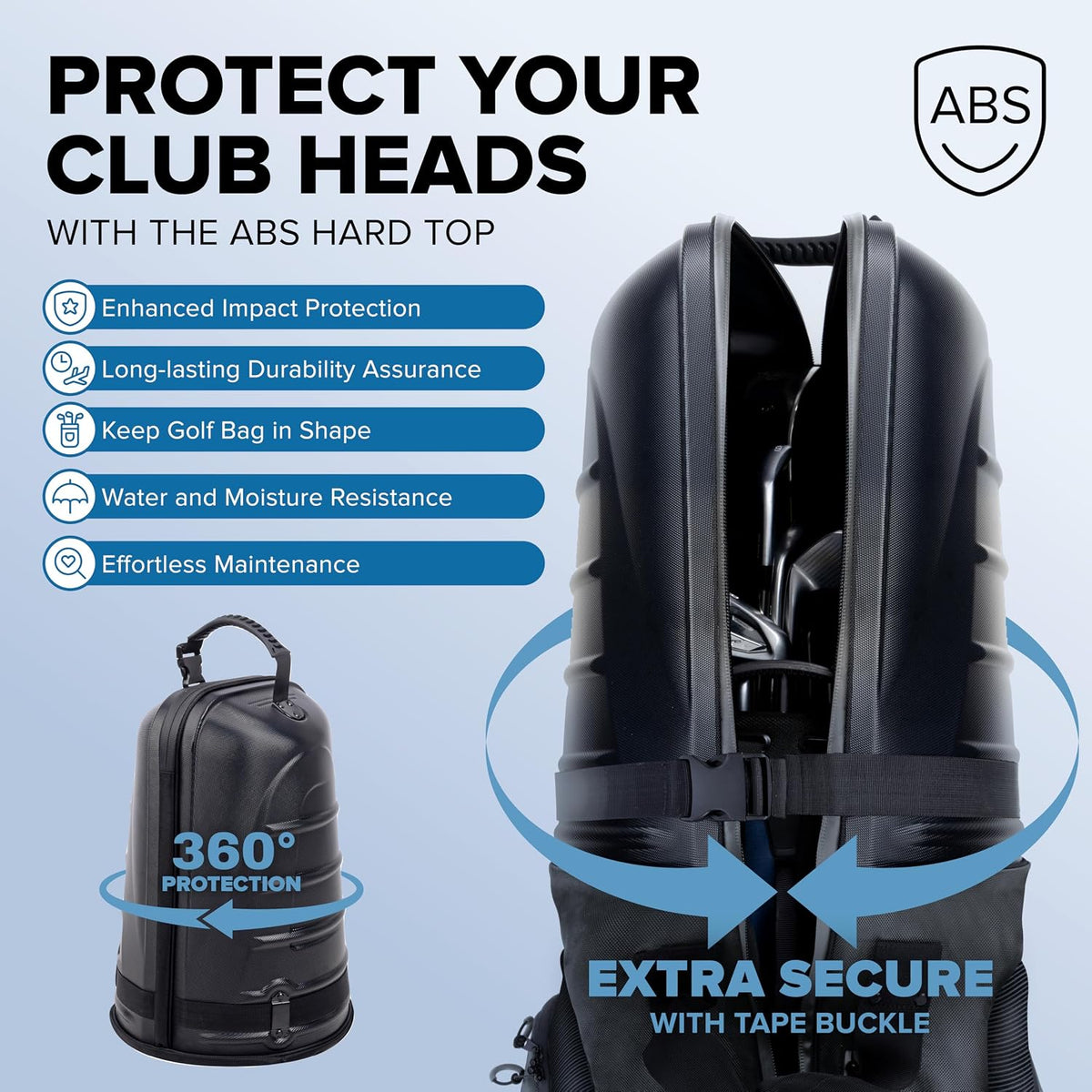 Golf Travel Bag for Airlines: Hard Case Top, Waterproof Zippers, 1680D Oxford Fabric, Built-in TSA Lock, Oversized Tank Wheels, Lightweight – Maximum Club Protection