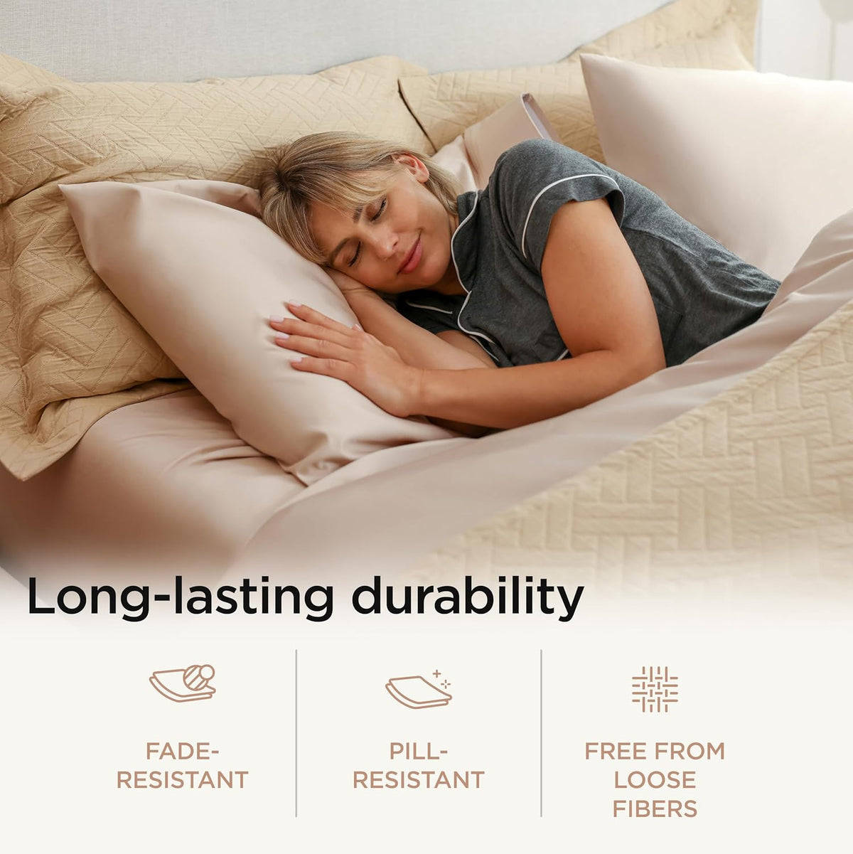 Threadmill Luxury 800 Thread Count King 100% Cotton Sheets - Light Beige Sateen Weave Bed-Sheets, Better Than Egyptian Cotton,4 Pc Solid Soft Bedding Set, Fits 16' Deep Pocket