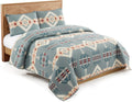 Pendleton King Quilt Set – 100% Cotton 3 Piece Quilt Set with Shams, Soft Lightweight Bedding for King Size Bed, Light Blue Patterned Comforter Alternative, King Bedding Set (Rancho Arroyo)