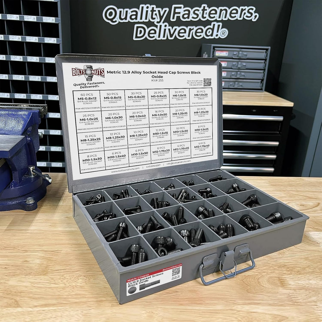 Metric 12.9 Alloy Allen Socket Head Cap Screws Bolts Black Oxide Assortment - 453 PCS