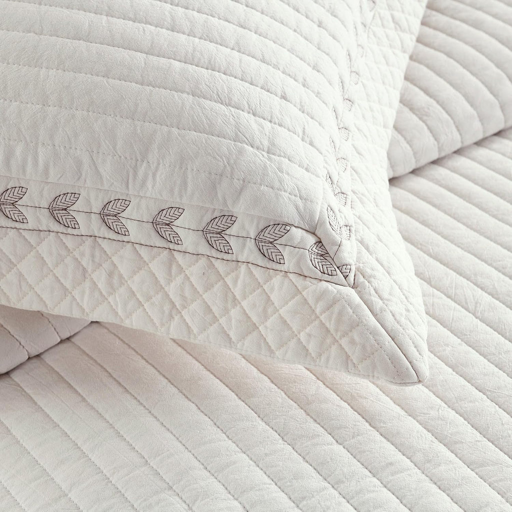 MarCielo 100% Cotton Quilt Set White Lightweight Bedspread with Scalloped Edge, Farmhouse Vintage Bedding, All Season Use(TC Off-White,Queen (98'x102'))