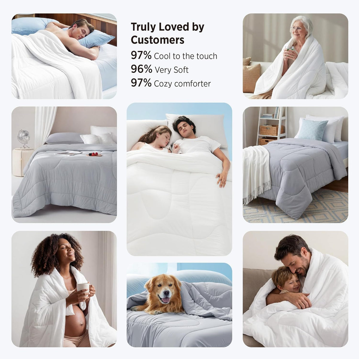 Bedsure Cooling Comforter Cal King - Cooling Blankets for Hot Sleepers, Lightweight Comforter for Summer with Dual-Sided Cool Tech, Soft Breathable Cold Blanket for Sleeping, Grey, 102x96 Inches