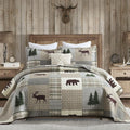 PERHOM Quilt King Size - 100% Cotton Lightweight Cabin Plaid King Quilt Bedding Set, Forest Tree Brown Bear Deer Patchwork Reversible Bedspread/Coverlet/Comforter Set with 2 Shams, 3PCS