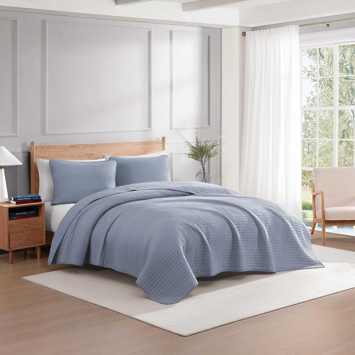 Tommy Hilfiger - Twin Quilt Set, Soft Cotton w/Breathable Feel, Lightweight Bedding for Year Round Comfort, 2 Piece Bed Set w/Matching Pillowcase (Christopher Blue)
