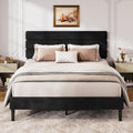 WLIVE Upholstered Bed Frame, Queen Bed Frame with Headboard, Platform Bed with Wood Slats, 1500LBS Mattress Foundation, No Box Spring Needed, Easy Assembly, Velvet Black