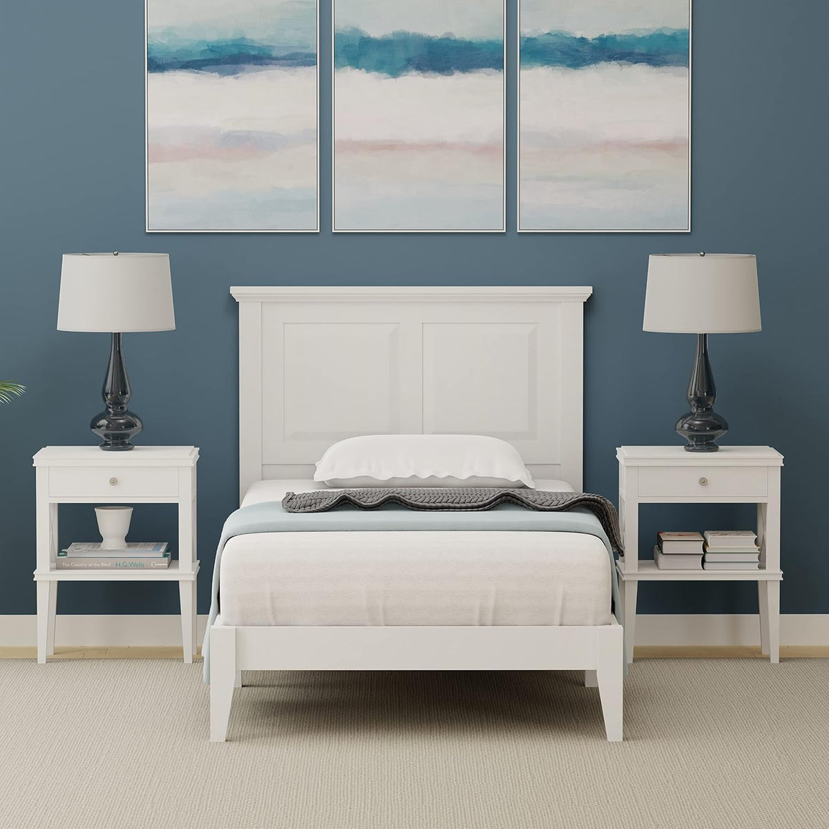 Glenwillow Home Cottage Style Solid Wood Platform Bed in Twin - Gloss White