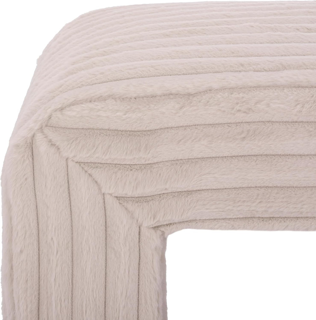 SAFAVIEH Home Collection - Arihana Curved Waterfall Bench, Beige Upholstered Seating (BCH6405A)