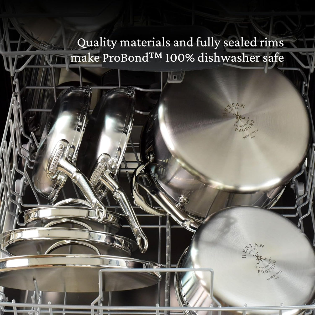 Hestan ProBond Forged TITUM - Professional Clad Stainless Steel, Nonstick, Saute Pan with Lid, 3.5-Quart, Induction Compatible, Made without PFOAs
