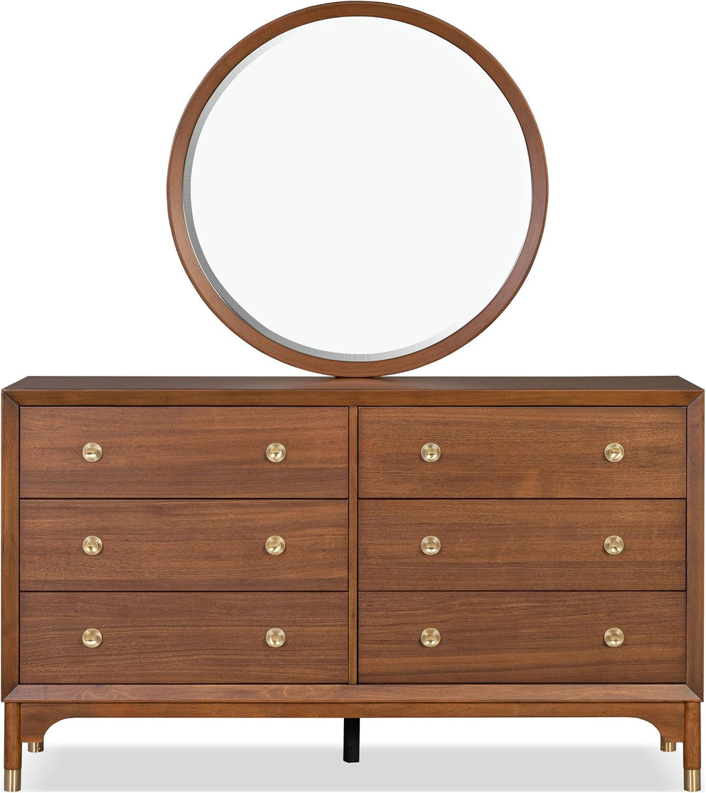 Furniture of America Forma Modern Solid Wood 4-Piece Bedroom Set with Storage Bed with LED Lights, Ball-Bearing Glide on Nightstand and Dresser with Mirror, No Box Spring Needed, King, Walnut
