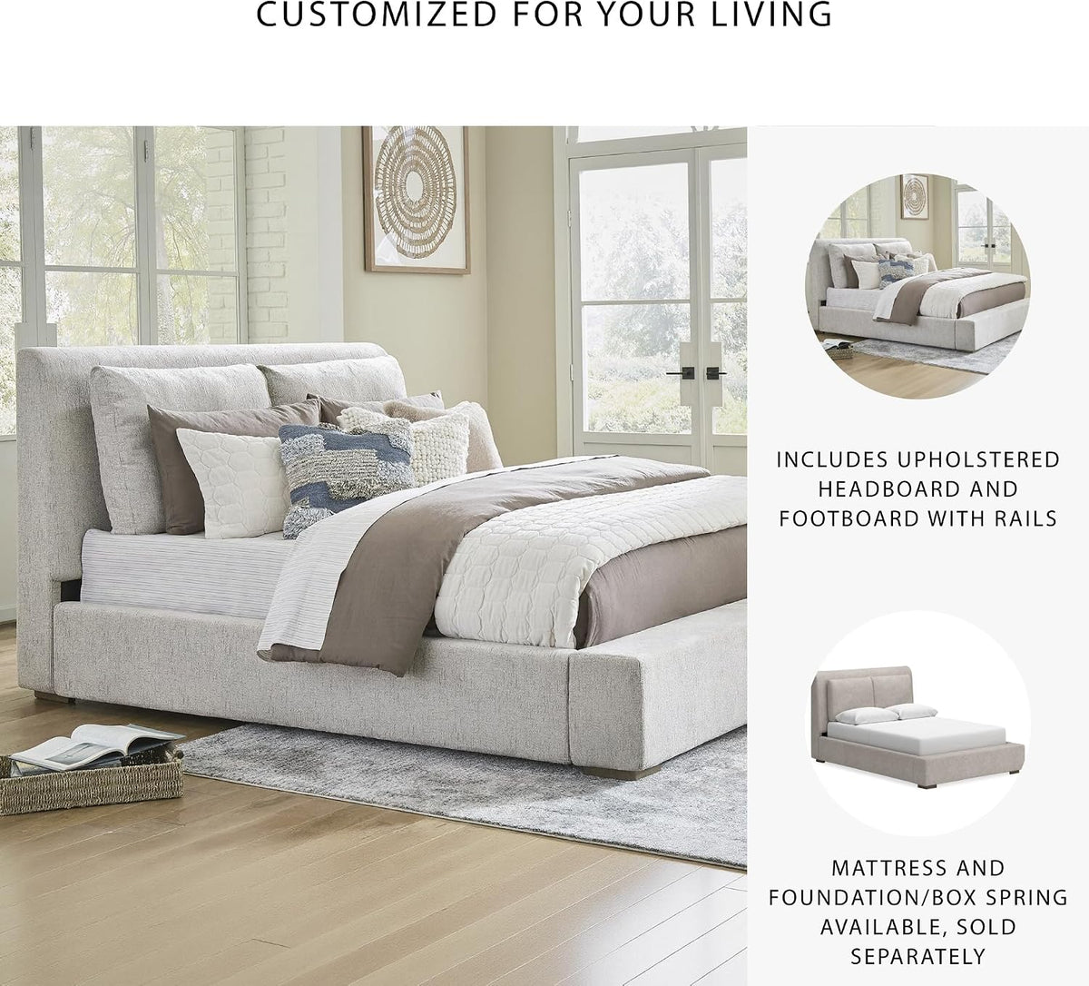 Signature Design by Ashley Cabalynn Casual Queen Upholstered Bed, Foundation or Box Spring Needed, Beige