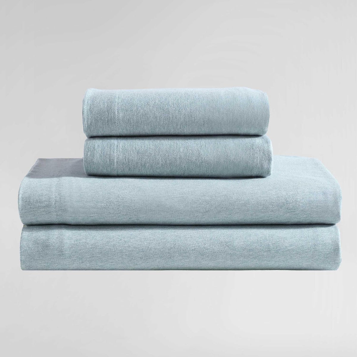 Calvin Klein - Queen Size Sheets Set, Naturally Soft Cotton-Blend Melange Jersey Bedding - Bed Sheets with Matching Pillowcases & Fitted Sheet (Modern Cotton Aqua)