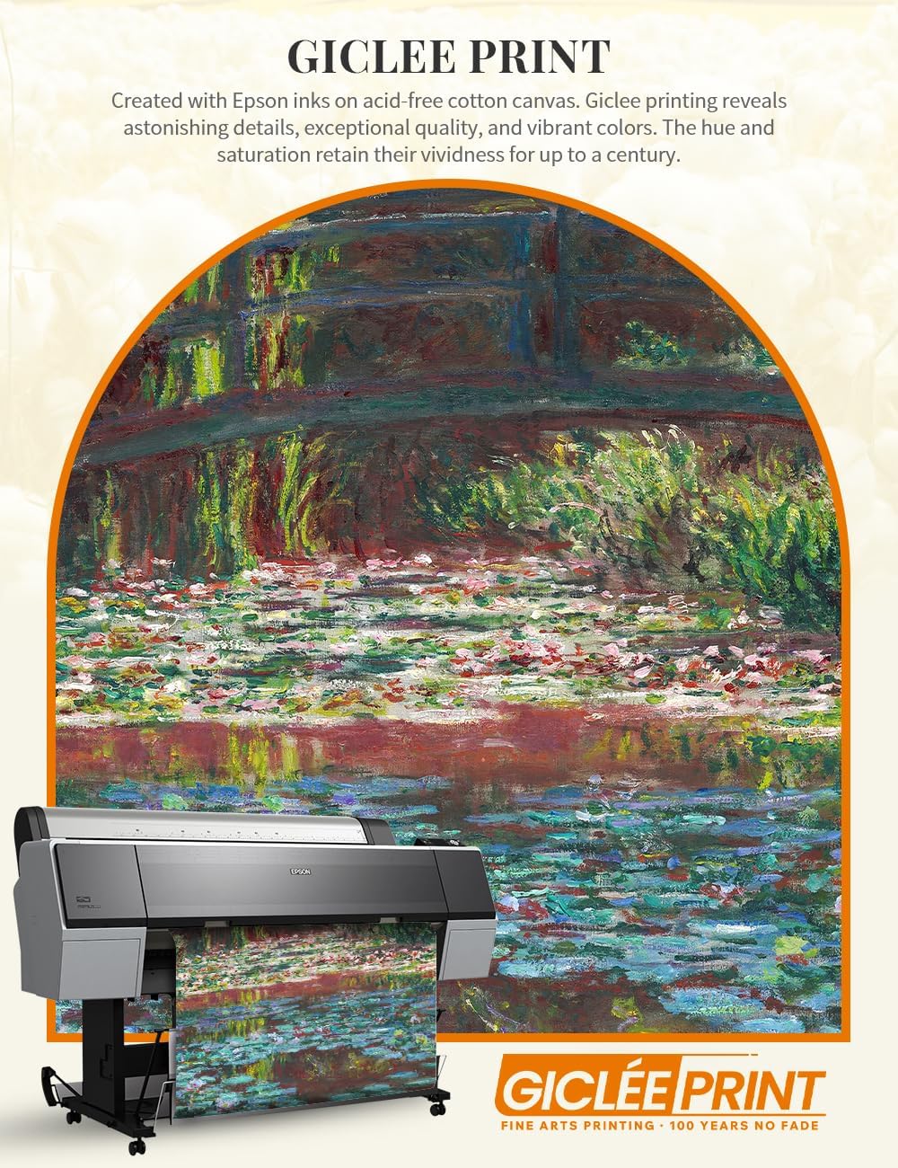 DECORARTS - Claude Monet Water Lily Pond Giclee Print with Gold Solid Wood Frame, Impressionist Large Framed Wall Art, Ready to Hang, Framed Size 24.75x28.75, Made in USA
