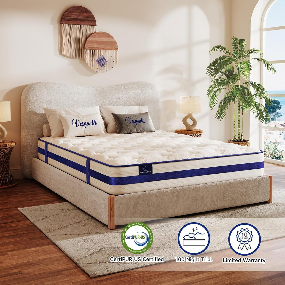 Vesgantti Full Size Mattress, 12 Inch Hybrid Innerspring Mattress in a Box with Memory Foam, Support & Pressure Relief, Medium Firm Feel for Adults(Full Size)