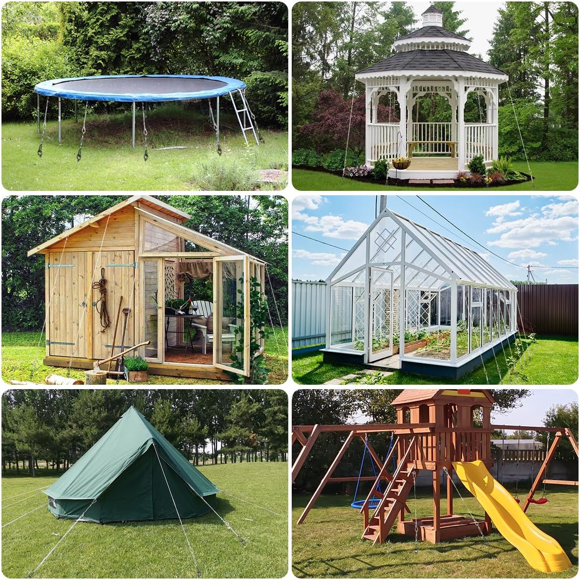 tinnmao 30'' Ground Anchors Kit Heavy Duty, Galvanized Steel Anchors with Cable & Turnbuckle, for Shed, Trailer, Mobile Home, Trampoline, Camping Tent, RV