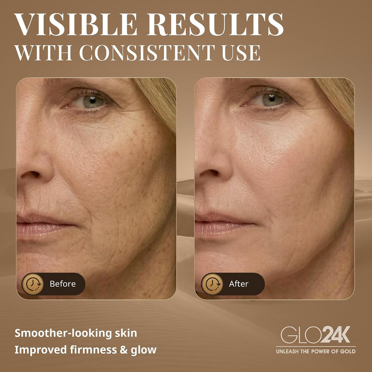 GLO24K Red Light Beauty Device for Face & Neck – 3-in-1 Facial and Neck Massager with Triple LED & Advanced Vibration Technology