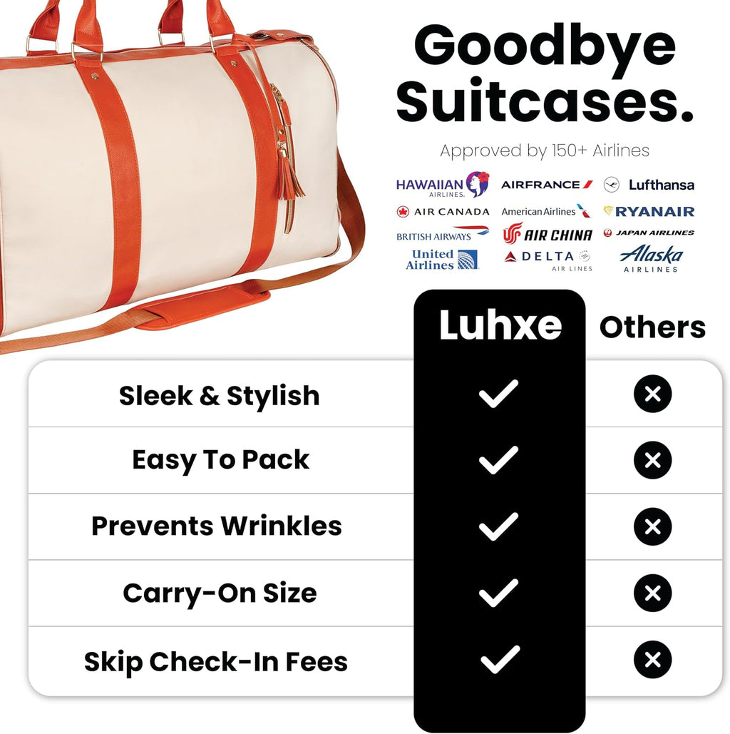 Luhxe Travel Convertible Carry On Garment Roller Bag 2.0 with Shoe Pouch & Detachable Shoulder Strap – Improved Zipper and reinforced straps - Snow