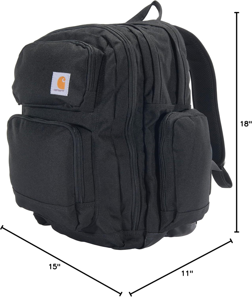 Carhartt 35L Triple-Compartment Backpack, Durable Pack with Laptop Sleeve and Duravax Abrasion Resistant Base, Black