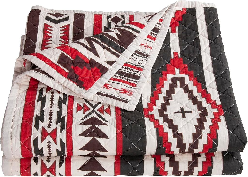 Paseo Road Cortez Western Bedding 3 Piece Quilt Set with Pillow Shams, Full Queen Aztec Bedding Set, Tribal Southwestern Bedding, Geometric Pattern Cotton Reversible Rustic Bed Set