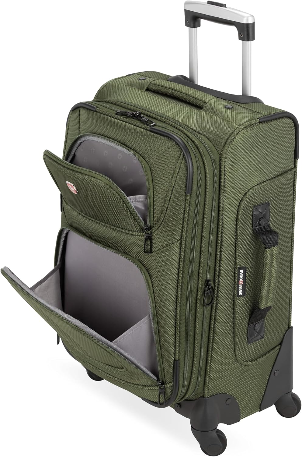 SWISSGEAR Sion 2-Piece Travel Set, Softside Expandable Carry-On Spinner Bundled with 1900 ScanSmart 17' Laptop Backpack with RFID Blocking & Tech Organization, Evergreen