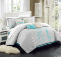Chic Home 8 Piece Bliss Garden Comforter Set, King, Turquoise