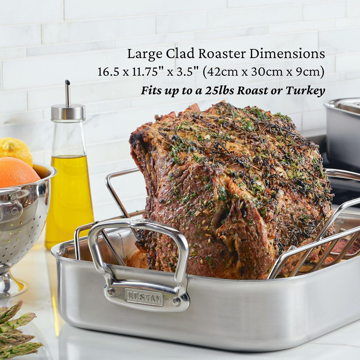 Hestan Provisions – 16.5' Classic Clad Roaster with Stainless Steel Rack