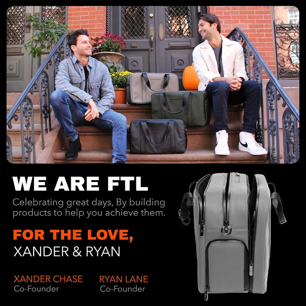 The FTL Pro Mens Travel Bag - 30L Premium Work to Gym Weekender Duffel with Garment Bag, Shoe Space & 18' Laptop Sleeve - Organized Athletic Business Carry On Hybrid, Fits Under Airplane Seat - Grey