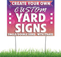 Vispronet 50 Pack 24in x 18in Custom Yard Signs with Stakes, Create Your Own Sign, Single or Double Sided Print, Bulk Personalized Lawn Signs, 4mm Corrugated Plastic Material, Weather-Resistant Board