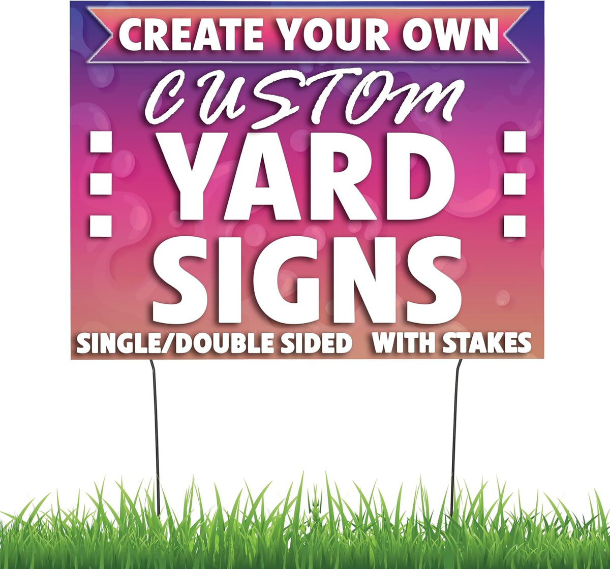 Vispronet 50 Pack 24in x 18in Custom Yard Signs with Stakes, Create Your Own Sign, Single or Double Sided Print, Bulk Personalized Lawn Signs, 4mm Corrugated Plastic Material, Weather-Resistant Board