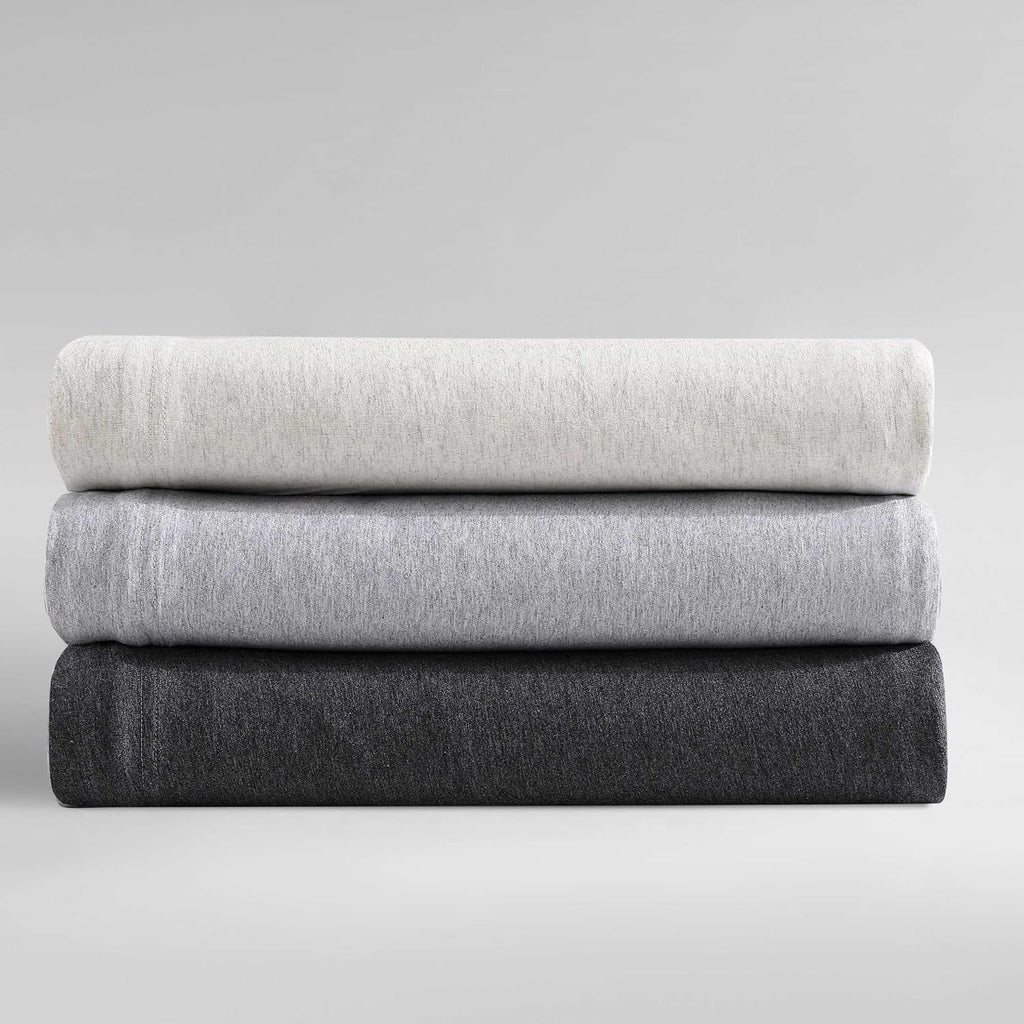Calvin Klein - King Size Sheets Set, Naturally Soft Cotton-Blend Melange Jersey Bedding - Bed Sheets with Matching Pillowcases & Fitted Sheet (Modern Cotton Grey/Blue)