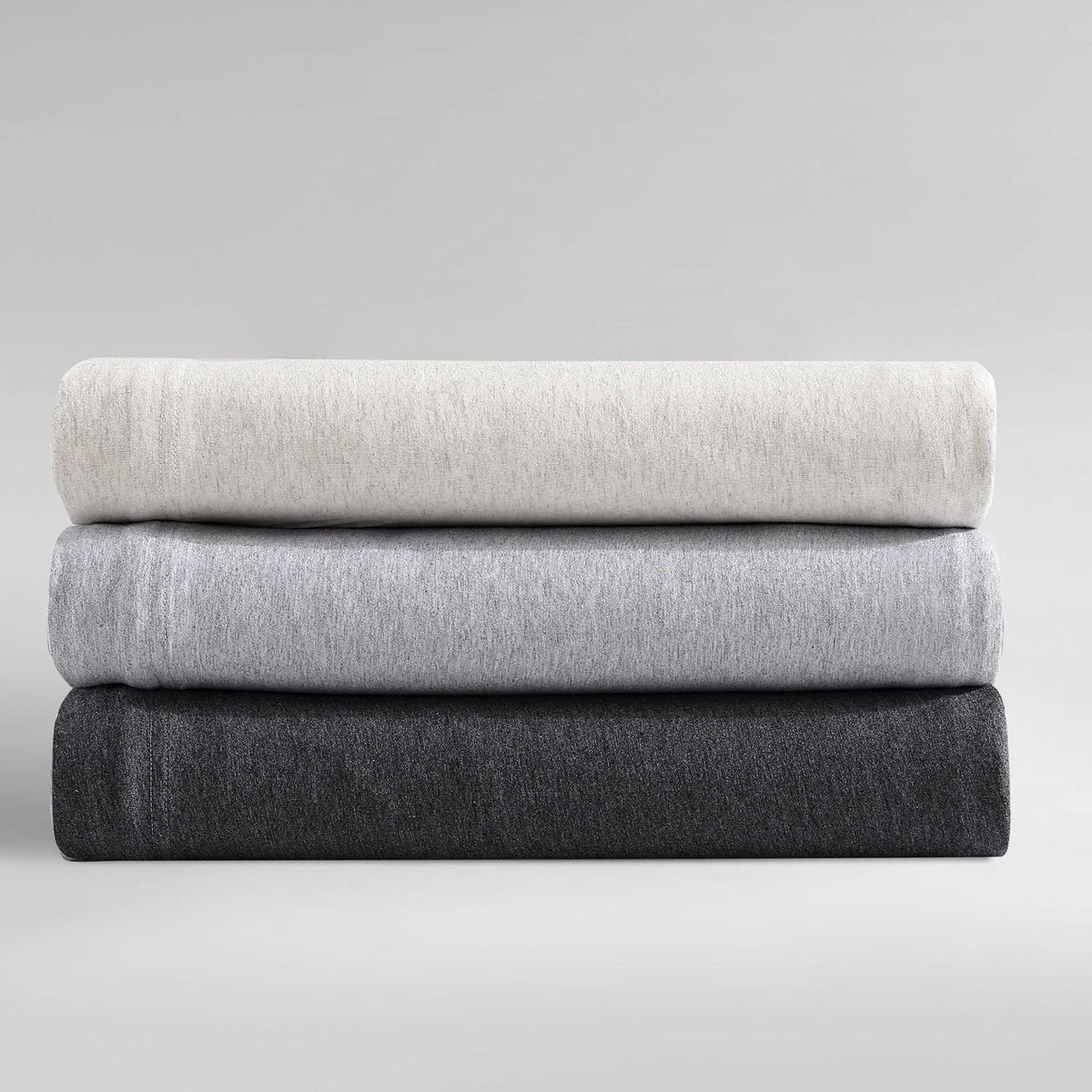 Calvin Klein - King Size Sheets Set, Naturally Soft Cotton-Blend Melange Jersey Bedding - Bed Sheets with Matching Pillowcases & Fitted Sheet (Modern Cotton Grey/Blue)