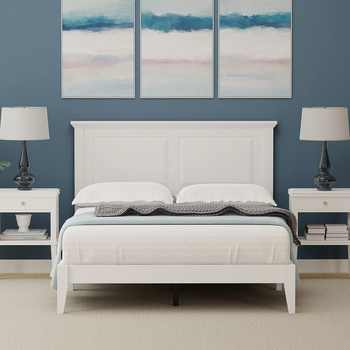 Glenwillow Home Cottage Style Solid Wood Platform Bed in Full - Gloss White