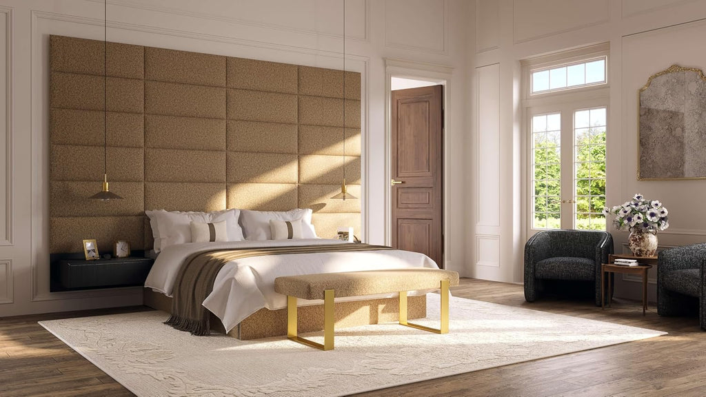 VANT Upholstered Bed Bench - Velvet Gothic Grey - Burnished Brass - Contemporary Modern, Bedroom Bench Seat, Hallway, or Entryway