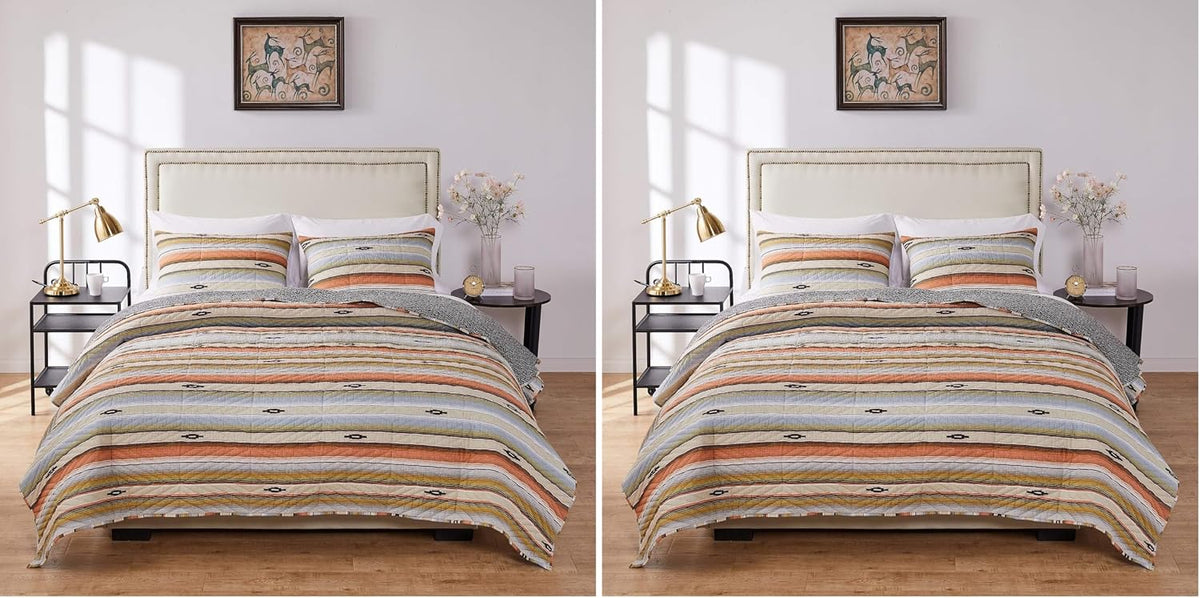 Greenland Home Fashions Barefoot Bungalow Painted Desert Quilt Set, 2-Piece Twin/TwinXL, Rose (Pack of 2)