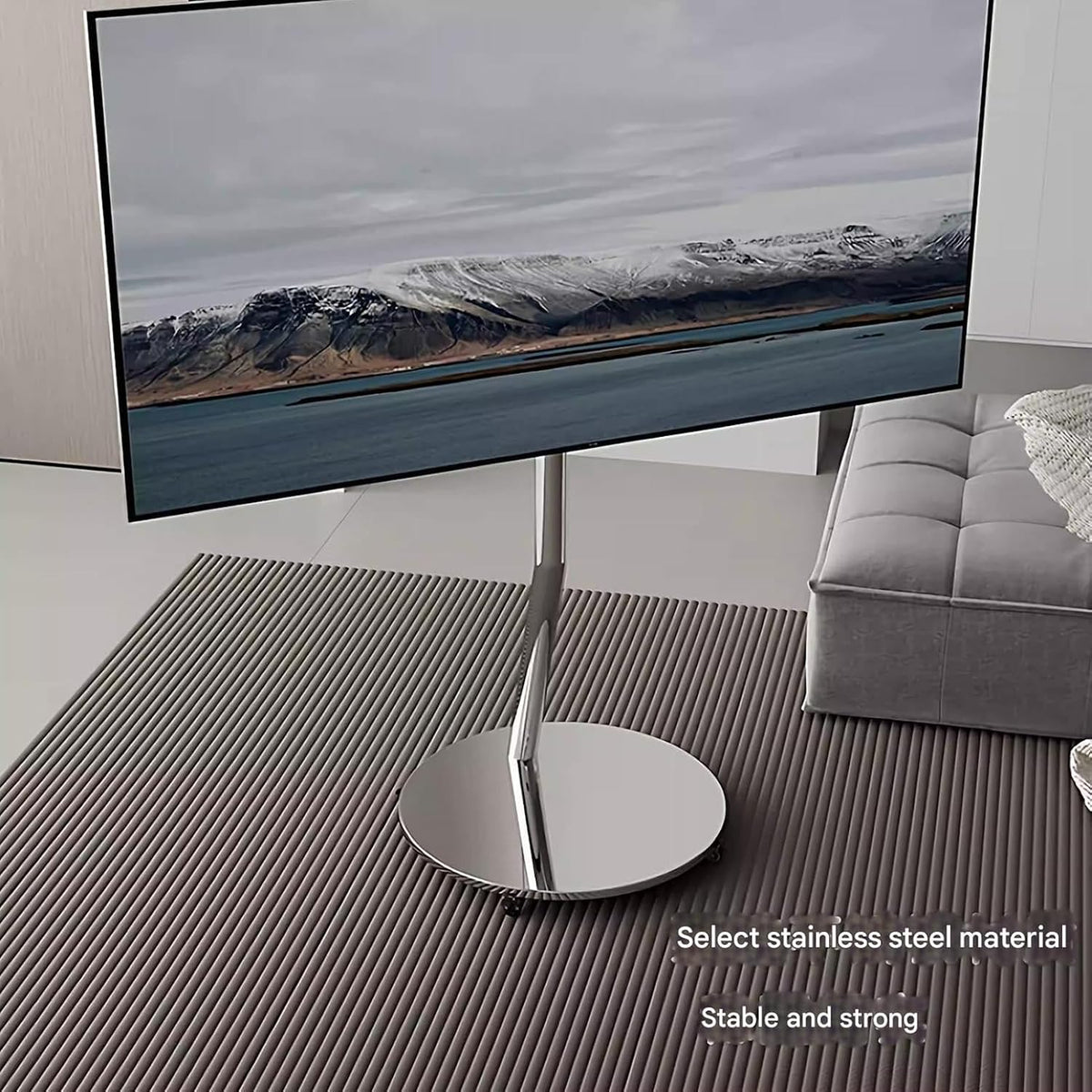 Mobile TV Cart On Wheels - Universal Stainless Steel, Portable Floor TVs Stand Holds, for 40-70 Inch LED Flat Screen, Up to 45kg