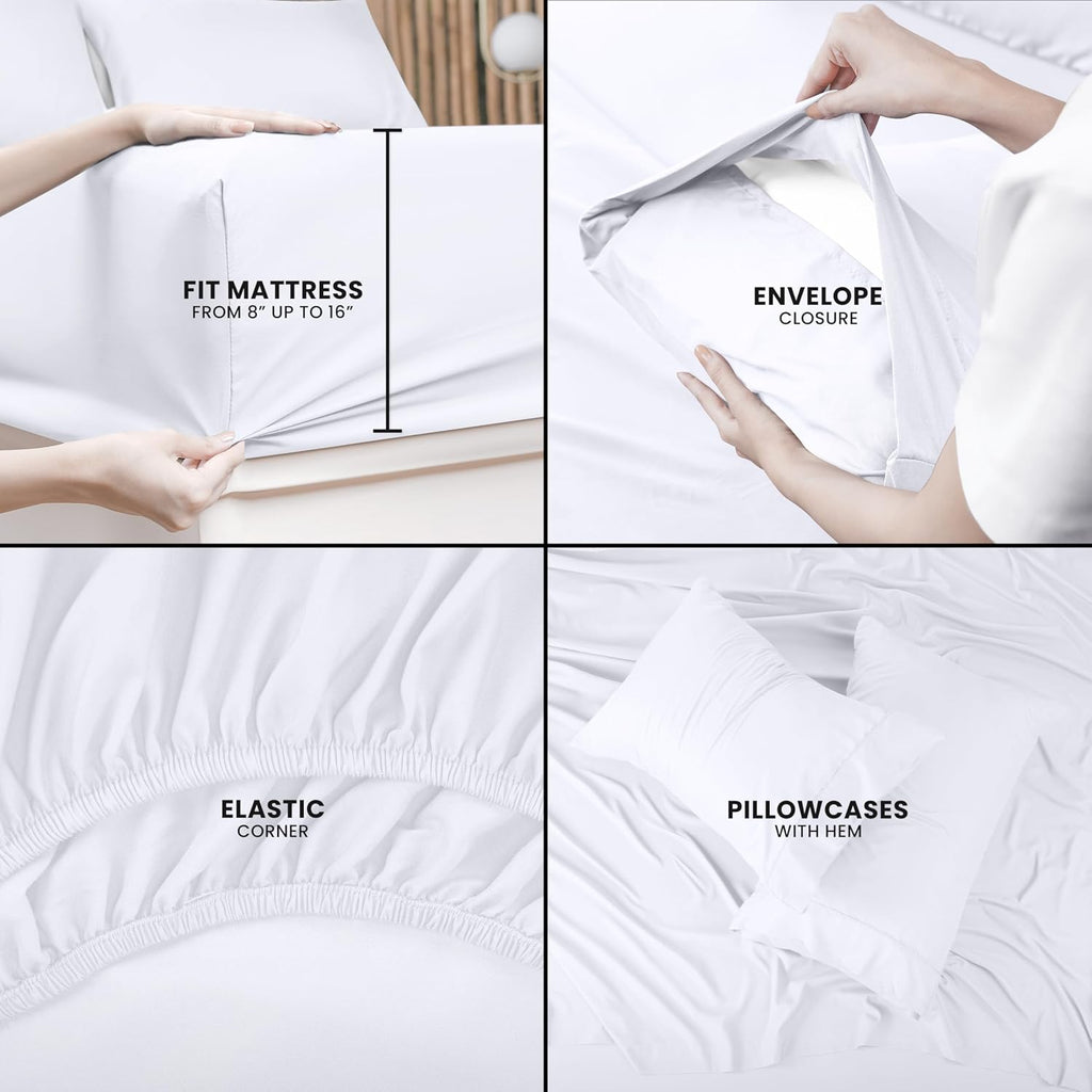 Utopia Bedding Queen Size Sheet Set - Bulk Pack of 10 Bed Sheets Set 4 Piece - Soft Brushed Microfiber - Deep Pockets - Shrinkage & Fade Resistant - Easy Care (White)