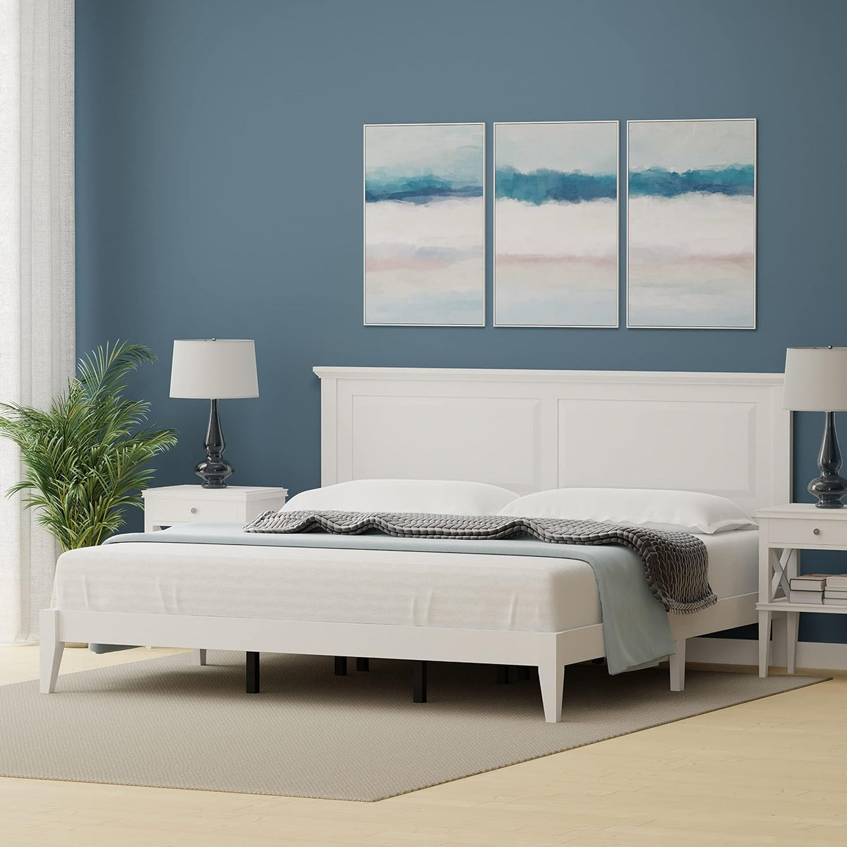 Glenwillow Home Cottage Style Solid Wood Platform Bed in King - Gloss White