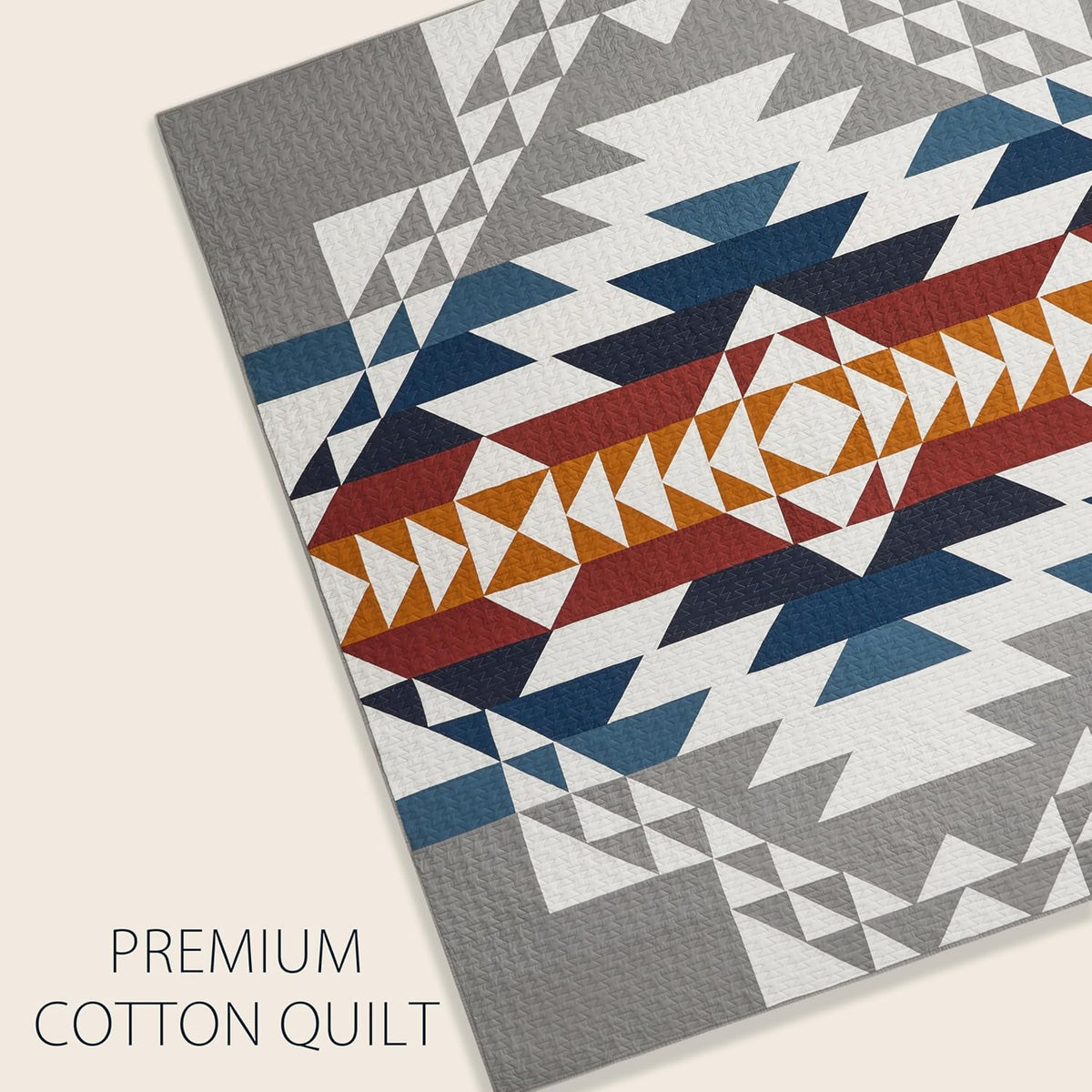 PENDLETON Explorer King Quilt Bedding Set with 2 Shams Premium Cotton Bedding, Lightweight Quilted Bedspreads, Coverlet for Bed, Aztec & Western Quilt, Machine Washable, King, Blue Grey Multi