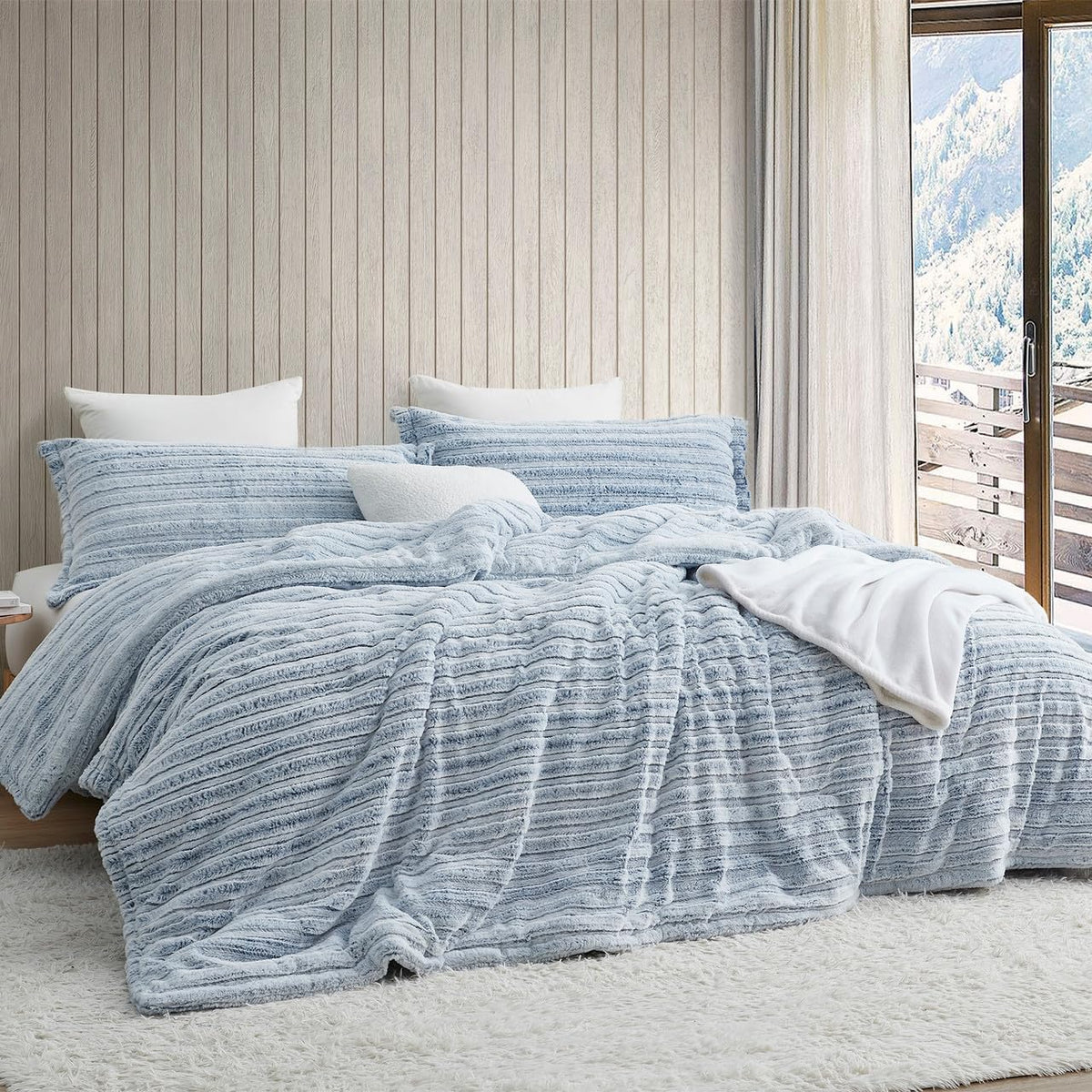 Softer Than Soft - Coma Inducer® Oversized King Comforter Set - Frosted Navy Stripe