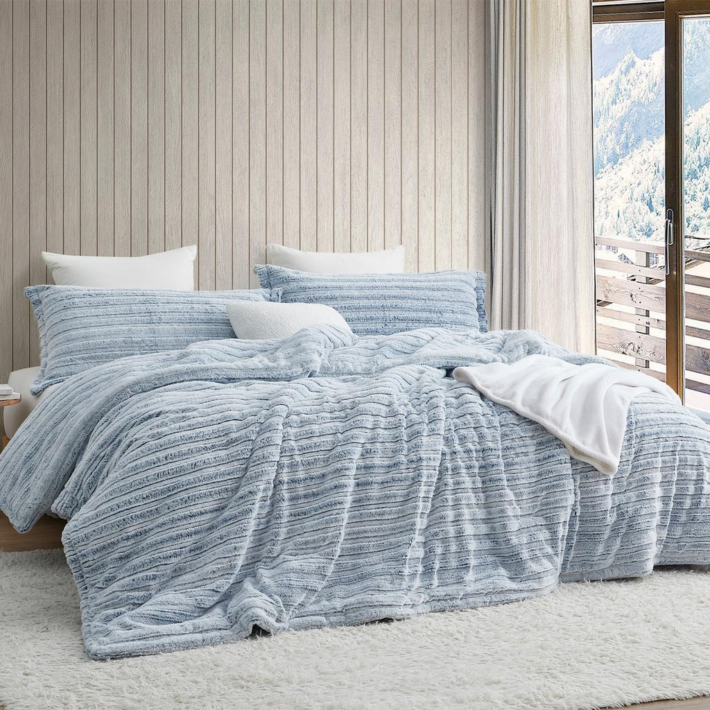 Byourbed Softer Than Soft - Coma Inducer® Oversized Queen Comforter Set - Frosted Navy Stripe