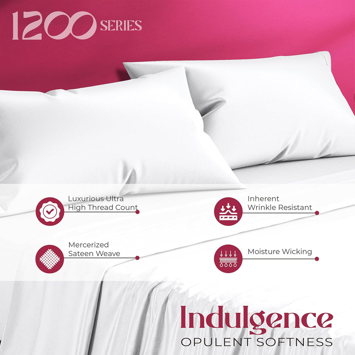 Mayfair Linen 100% Egyptian Cotton Queen Sheet Set - Luxury 1200 Series Egyptian Cotton Sheets Queen Size (4 PC, White), Silky Soft, Cooling & Breathable, 17' Deep Pocket Sateen Weave Hotel Bedding