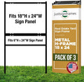 Generic Real Estate Yard Sign Metal H-Frame, 18 x 24 Slide-in with Rider, Black (Pack of 3) (C289)