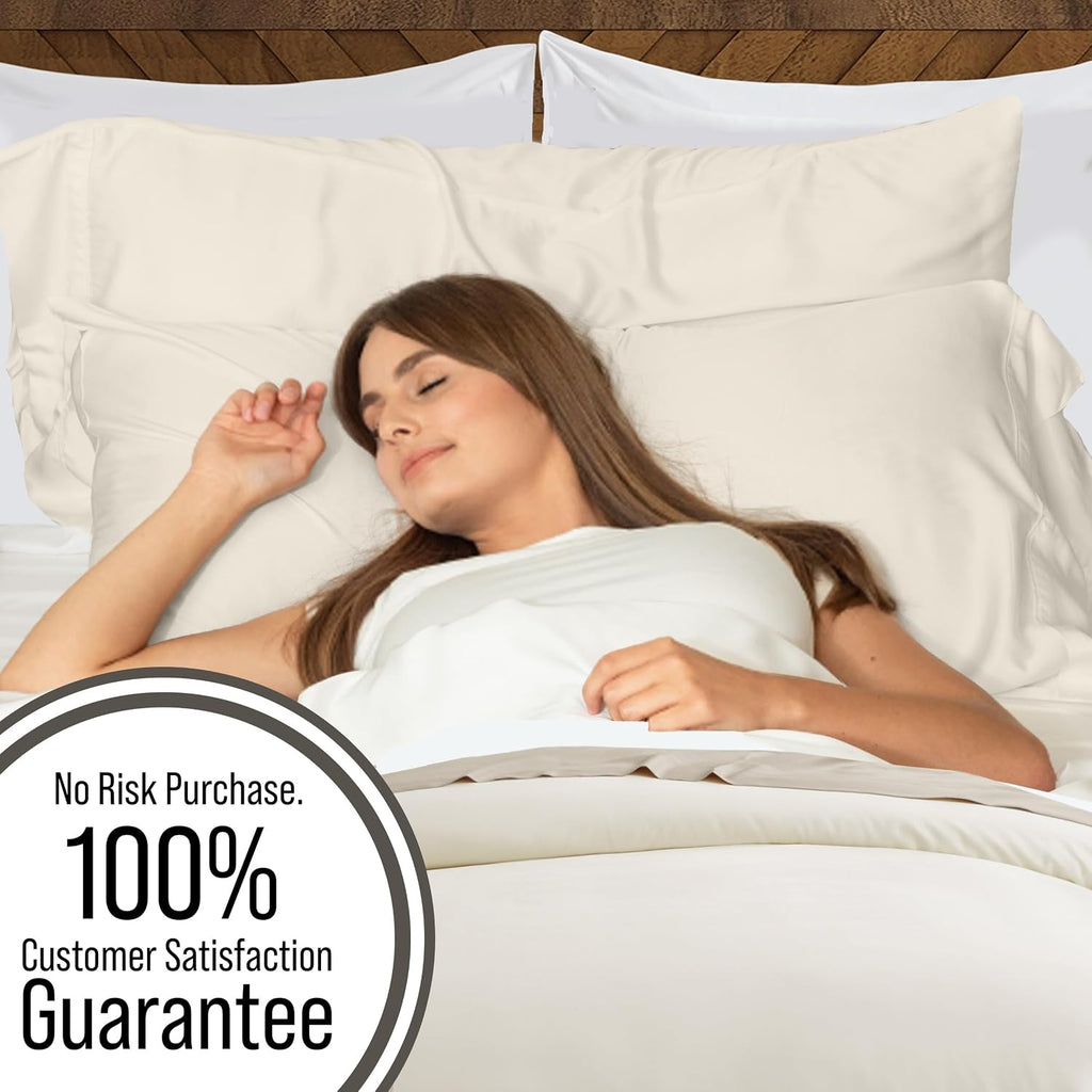 Bella Coterie Luxury Bamboo Viscose King Size Sheet Set | 100% Organically Grown | Ultra Soft | Cooling for Hot Sleepers | 18' Deep Pocket [Ivory]